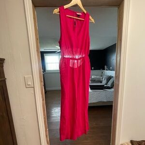 Hot Pink Linen Jumpsuit